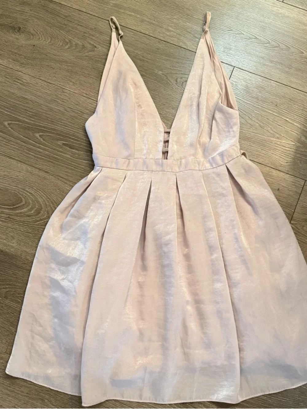 Free People Pale Pink Backless V-Neck A-Line Mini Dress - Picture 3 of 4